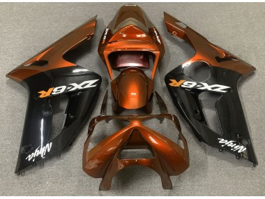 Orange Brillant & Noir 2003-2004 Kawasaki ZX6R Carénage Moto