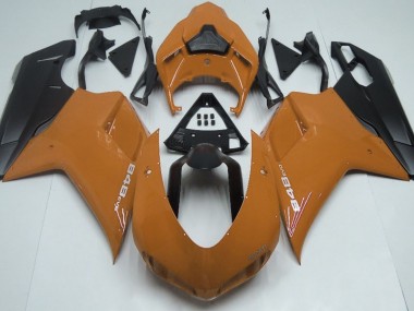 Orange Brillant & Noir 2007-2014 Ducati 848 1098 1198 Carénage Moto