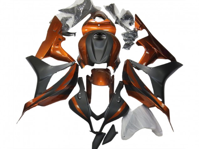Orange Brûlé & Noir Mat 2007-2008 Honda CBR600RR Carénage Moto Orange Brûlé & Noir Mat 2007-2008 Honda CBR600RR Carénage Moto