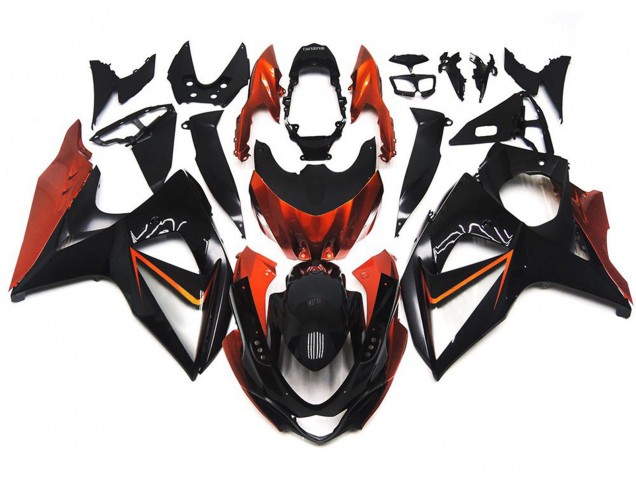 Orange & Noir Personnalisés Avec Incrustation Argentée 2009-2016 Suzuki GSXR 1000 Carénage Moto Orange & Noir Personnalisés Avec Incrustation Argentée 2009-2016 Suzuki GSXR 1000 Carénage Moto