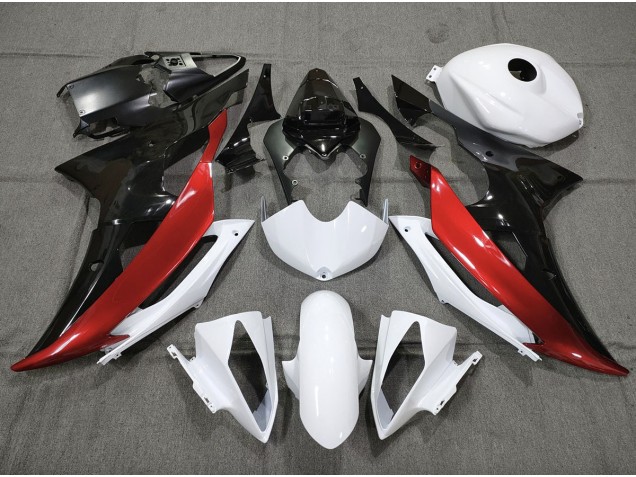 Personnalisé Rouge Noir & Blanc 2008-2016 Yamaha R6 Carénage Moto Personnalisé Rouge Noir & Blanc 2008-2016 Yamaha R6 Carénage Moto