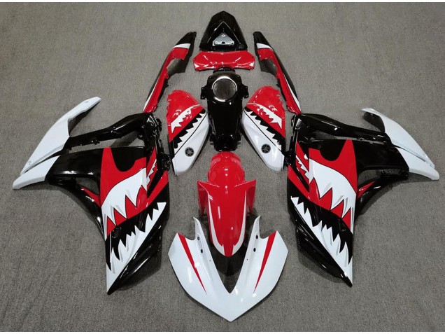 Requin Blanc & Rouge 2015-2018 Yamaha R3 Carénage Moto Requin Blanc & Rouge 2015-2018 Yamaha R3 Carénage Moto