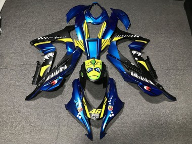 Requin Bleu Métallisé 2016-2019 Kawasaki ZX10R Carénage Moto