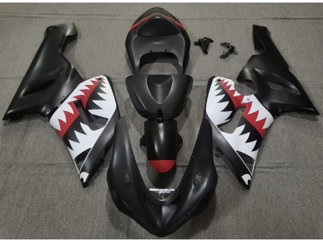 Requin Noir Mat 2005-2006 Kawasaki ZX6R Carénage Moto Requin Noir Mat 2005-2006 Kawasaki ZX6R Carénage Moto