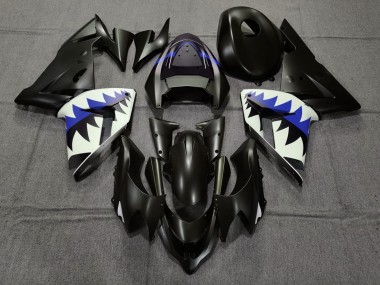 Requin Noir Mat & Bleu Foncé 2004-2005 Kawasaki ZX10R Carénage Moto