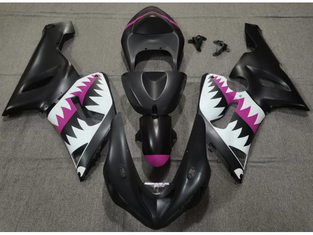 Requin Noir Mat & Rose 2005-2006 Kawasaki ZX6R Carénage Moto Requin Noir Mat & Rose 2005-2006 Kawasaki ZX6R Carénage Moto