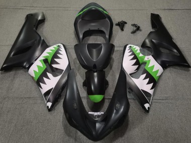 Requin Noir Mat & Vert 2005-2006 Kawasaki ZX6R Carénage Moto
