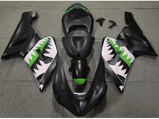 Requin Noir Mat & Vert 2005-2006 Kawasaki ZX6R Carénage Moto Requin Noir Mat & Vert 2005-2006 Kawasaki ZX6R Carénage Moto