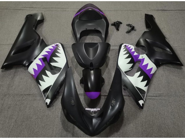 Requin Noir Mat & Violet 2005-2006 Kawasaki ZX6R Carénage Moto Requin Noir Mat & Violet 2005-2006 Kawasaki ZX6R Carénage Moto
