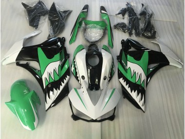 Requin Vert & Blanc 2015-2018 Yamaha R3 Carénage Moto