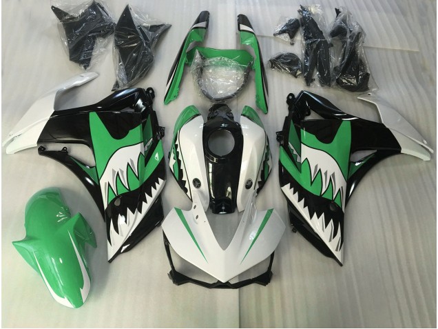 Requin Vert & Blanc 2015-2018 Yamaha R3 Carénage Moto Requin Vert & Blanc 2015-2018 Yamaha R3 Carénage Moto