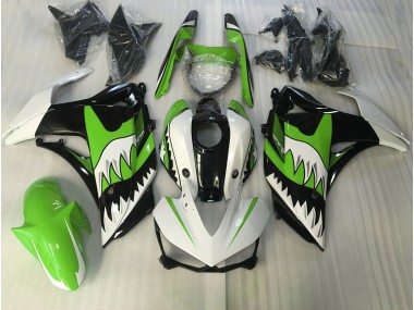 Requin Vert Lime & Blanc 2015-2018 Yamaha R3 Carénage Moto