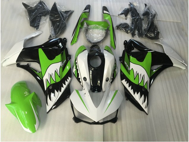 Requin Vert Lime & Blanc 2015-2018 Yamaha R3 Carénage Moto Requin Vert Lime & Blanc 2015-2018 Yamaha R3 Carénage Moto