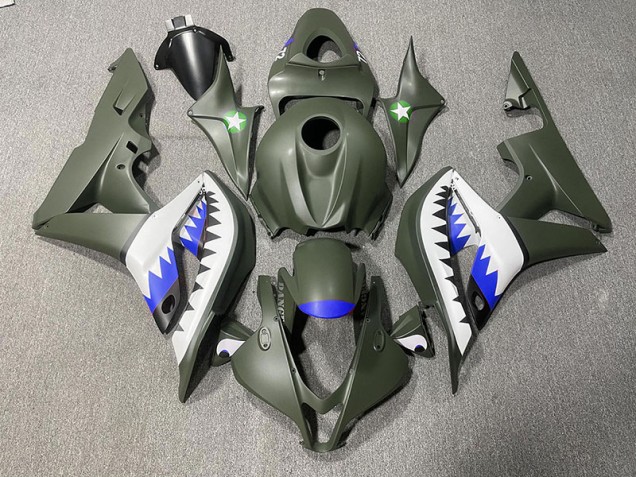 Requin Vert Mat & Bleu 2007-2008 Honda CBR600RR Carénage Moto Requin Vert Mat & Bleu 2007-2008 Honda CBR600RR Carénage Moto