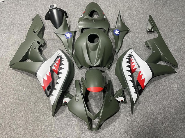 Requin Vert Mat & Rouge 2007-2008 Honda CBR600RR Carénage Moto Requin Vert Mat & Rouge 2007-2008 Honda CBR600RR Carénage Moto