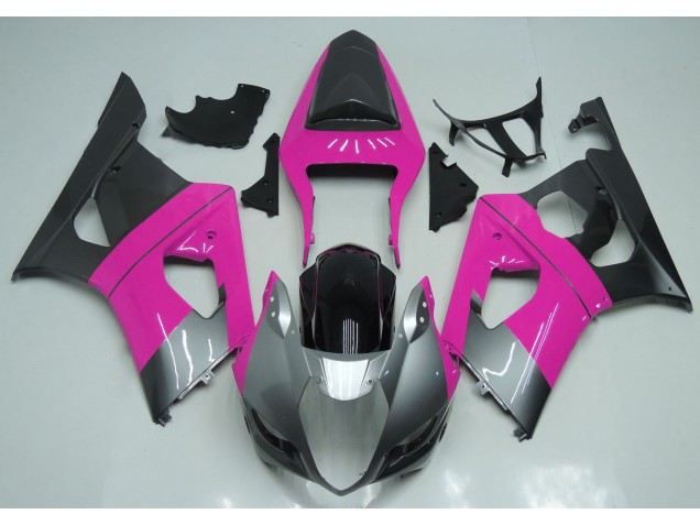 Rose Argenté & Noir 2003-2004 Suzuki GSXR 1000 Carénage Moto Rose Argenté & Noir 2003-2004 Suzuki GSXR 1000 Carénage Moto