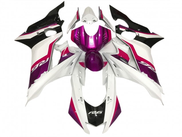 Rose & Blanc Brillant 2017-2021 Yamaha R6 Carénage Moto Rose & Blanc Brillant 2017-2021 Yamaha R6 Carénage Moto