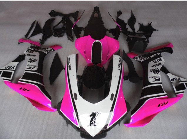 Rose Brillant & Blanc 2015-2019 Yamaha R1 Carénage Moto Rose Brillant & Blanc 2015-2019 Yamaha R1 Carénage Moto