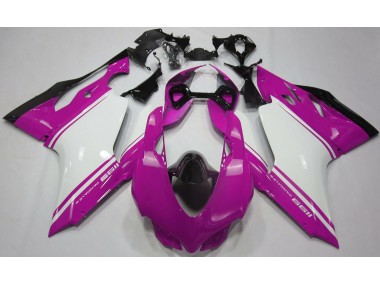 Rose Brillant Blanc & Noir 2011-2014 Ducati 1199 Carénage Moto