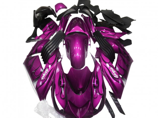 Rose Brillant & Flamme 2006-2011 Kawasaki ZX14R Carénage Moto Rose Brillant & Flamme 2006-2011 Kawasaki ZX14R Carénage Moto