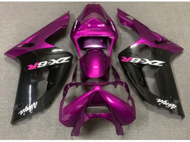 Rose Brillant & Noir 2003-2004 Kawasaki ZX6R Carénage Moto