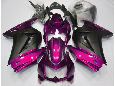 Rose & Noir Mat 2008-2012 Kawasaki Ninja 250 Carénage Moto