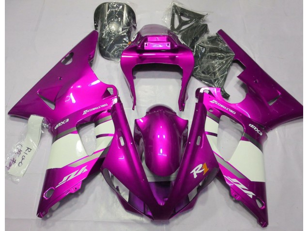 Rose Vif & Blanc 2000-2001 Yamaha R1 Carénage Moto Rose Vif & Blanc 2000-2001 Yamaha R1 Carénage Moto