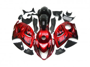 Rosso Vibrante Con Nero Fiamma 2008-2020 Suzuki GSXR 1300 Carénage Moto