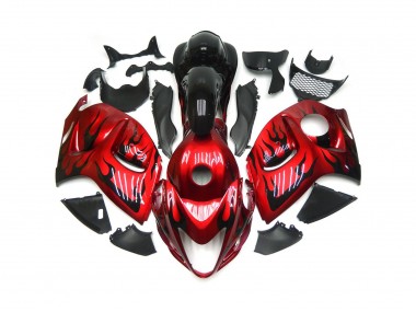 Rosso Vibrante Con Nero Fiamma 2008-2020 Suzuki GSXR 1300 Carénage Moto