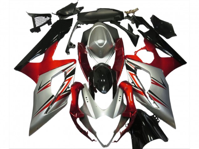 Rouge & Argent 2005-2006 Suzuki GSXR 1000 Carénage Moto Rouge & Argent 2005-2006 Suzuki GSXR 1000 Carénage Moto