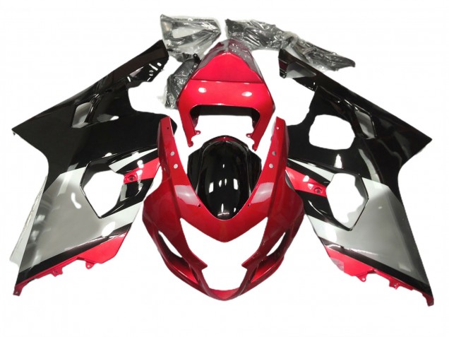 Rouge Argent & Noir 2004-2005 Suzuki GSXR 600-750 Carénage Moto Rouge Argent & Noir 2004-2005 Suzuki GSXR 600-750 Carénage Moto