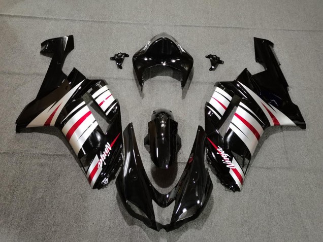 Rouge Argent & Noir 2007-2008 Kawasaki ZX6R Carénage Moto Rouge Argent & Noir 2007-2008 Kawasaki ZX6R Carénage Moto