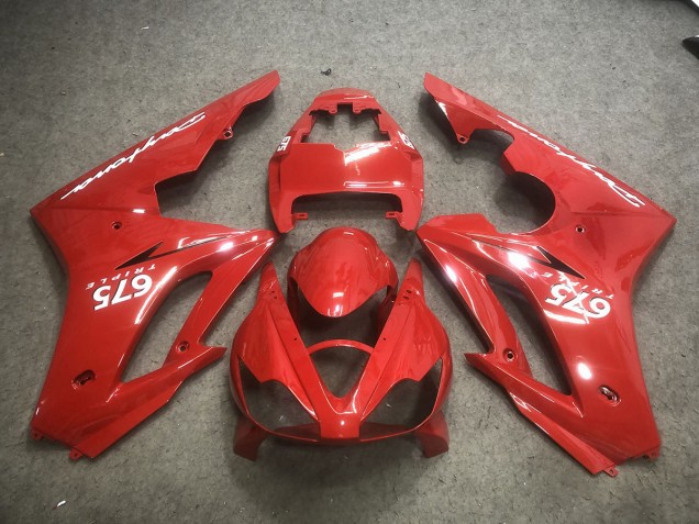 Rouge Avec Décalcomanies Blanches 2006-2008 Triumph Daytona 675 Carénage Moto Rouge Avec Décalcomanies Blanches 2006-2008 Triumph Daytona 675 Carénage Moto