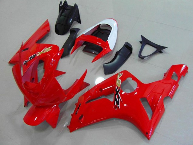 Rouge & Blanc 2003-2004 Kawasaki ZX6R Carénage Moto Rouge & Blanc 2003-2004 Kawasaki ZX6R Carénage Moto