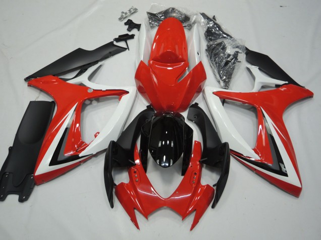 Rouge & Blanc 2006-2007 Suzuki GSXR 600-750 Carénage Moto Rouge & Blanc 2006-2007 Suzuki GSXR 600-750 Carénage Moto