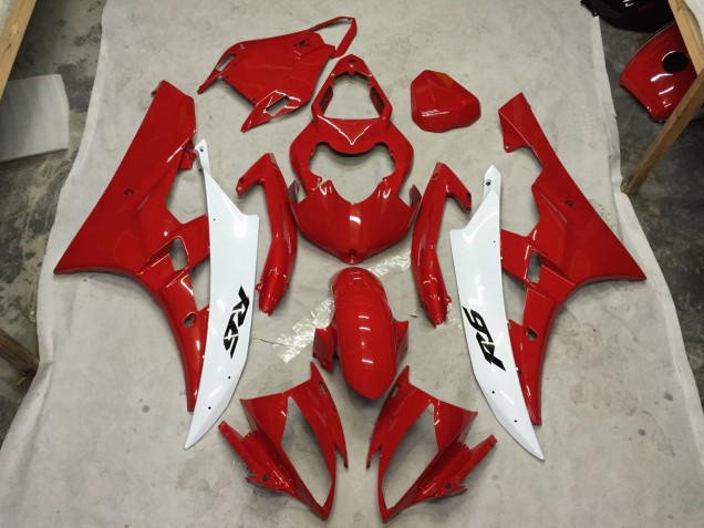 Rouge & Blanc 2006-2007 Yamaha R6 Carénage Moto Rouge & Blanc 2006-2007 Yamaha R6 Carénage Moto