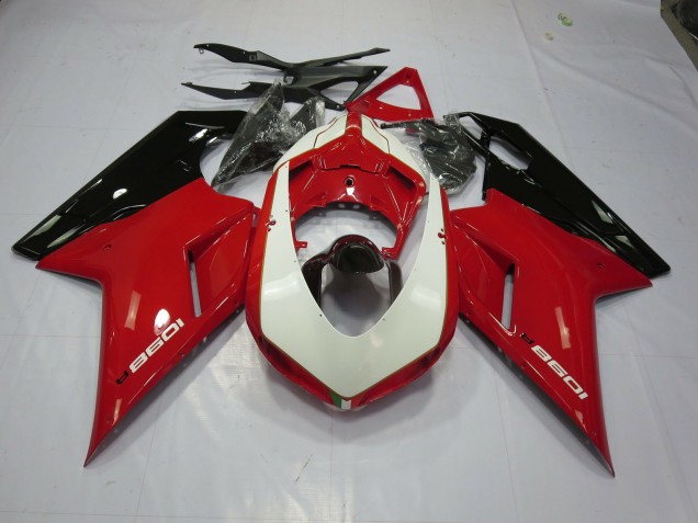 Rouge & Blanc 2007-2014 Ducati 848 1098 1198 Carénage Moto Rouge & Blanc 2007-2014 Ducati 848 1098 1198 Carénage Moto