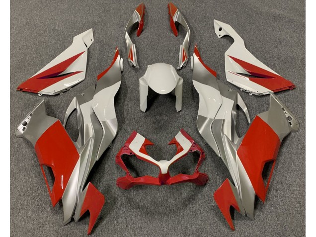 Rouge Blanc & Argent 2019-2023 Kawasaki ZX6R Carénage Moto Rouge Blanc & Argent 2019-2023 Kawasaki ZX6R Carénage Moto