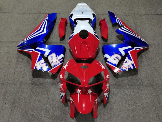 Rouge Blanc & Bleu 69 2005-2006 Honda CBR600RR Carénage Moto Rouge Blanc & Bleu 69 2005-2006 Honda CBR600RR Carénage Moto