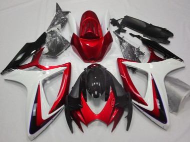 Rouge & Blanc Débadgé 2006-2007 Suzuki GSXR 600-750 Carénage Moto