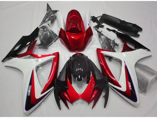 Rouge & Blanc Débadgé 2006-2007 Suzuki GSXR 600-750 Carénage Moto Rouge & Blanc Débadgé 2006-2007 Suzuki GSXR 600-750 Carénage Moto