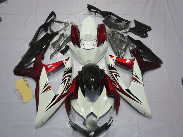 Rouge Blanc Noir 2008-2010 Suzuki GSXR 600-750 Carénage Moto Rouge Blanc Noir 2008-2010 Suzuki GSXR 600-750 Carénage Moto