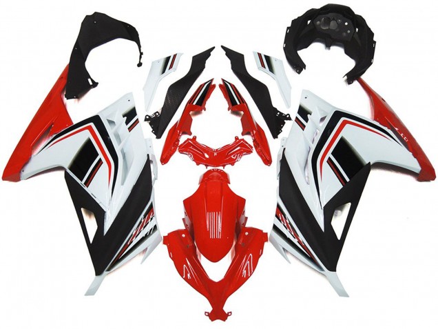 Rouge Blanc & Noir Brillant 2013-2018 Kawasaki Ninja 300 Carénage Moto Rouge Blanc & Noir Brillant 2013-2018 Kawasaki Ninja 300 Carénage Moto