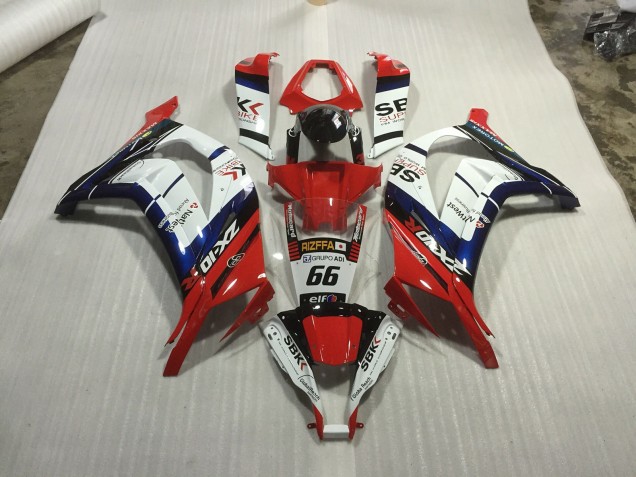 Rouge Bleu & Blanc Course 2011-2015 Kawasaki ZX10R Carénage Moto Rouge Bleu & Blanc Course 2011-2015 Kawasaki ZX10R Carénage Moto