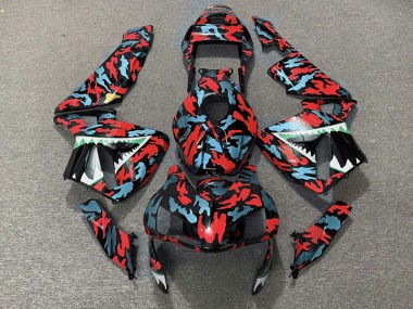 Rouge & Bleu Camo 2003-2004 Honda CBR600RR Carénage Moto