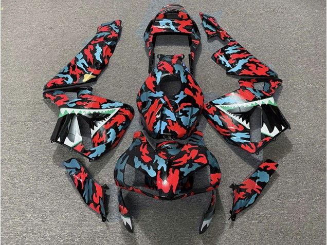 Rouge & Bleu Camo 2003-2004 Honda CBR600RR Carénage Moto Rouge & Bleu Camo 2003-2004 Honda CBR600RR Carénage Moto