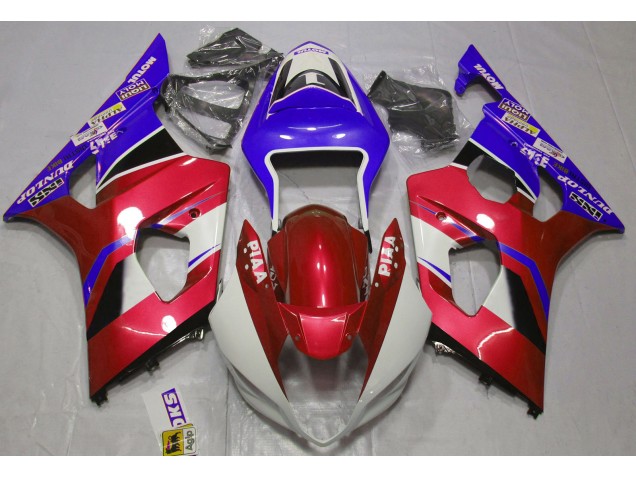Rouge Bonbon Brillant & Bleu 2003-2004 Suzuki GSXR 1000 Carénage Moto Rouge Bonbon Brillant & Bleu 2003-2004 Suzuki GSXR 1000 Carénage Moto