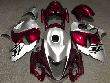 Rouge Brillant & Argent 2008-2020 Suzuki GSXR 1300 Carénage Moto