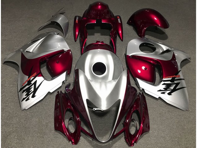 Rouge Brillant & Argent 2008-2020 Suzuki GSXR 1300 Carénage Moto Rouge Brillant & Argent 2008-2020 Suzuki GSXR 1300 Carénage Moto
