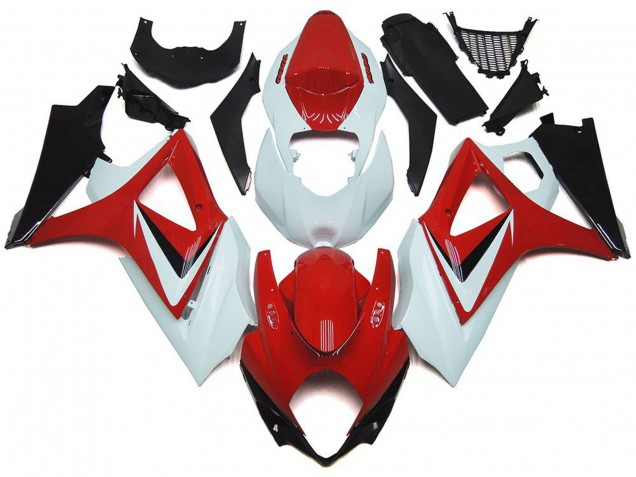Rouge Brillant Avec Style Blanc OEM 2007-2008 Suzuki GSXR 1000 Carénage Moto Rouge Brillant Avec Style Blanc OEM 2007-2008 Suzuki GSXR 1000 Carénage Moto